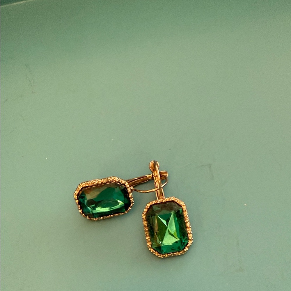 Elegant Green and Gold Drop Earrings